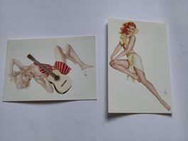 2 Pinup Postkarten gezeichnet von Alberto Vargas