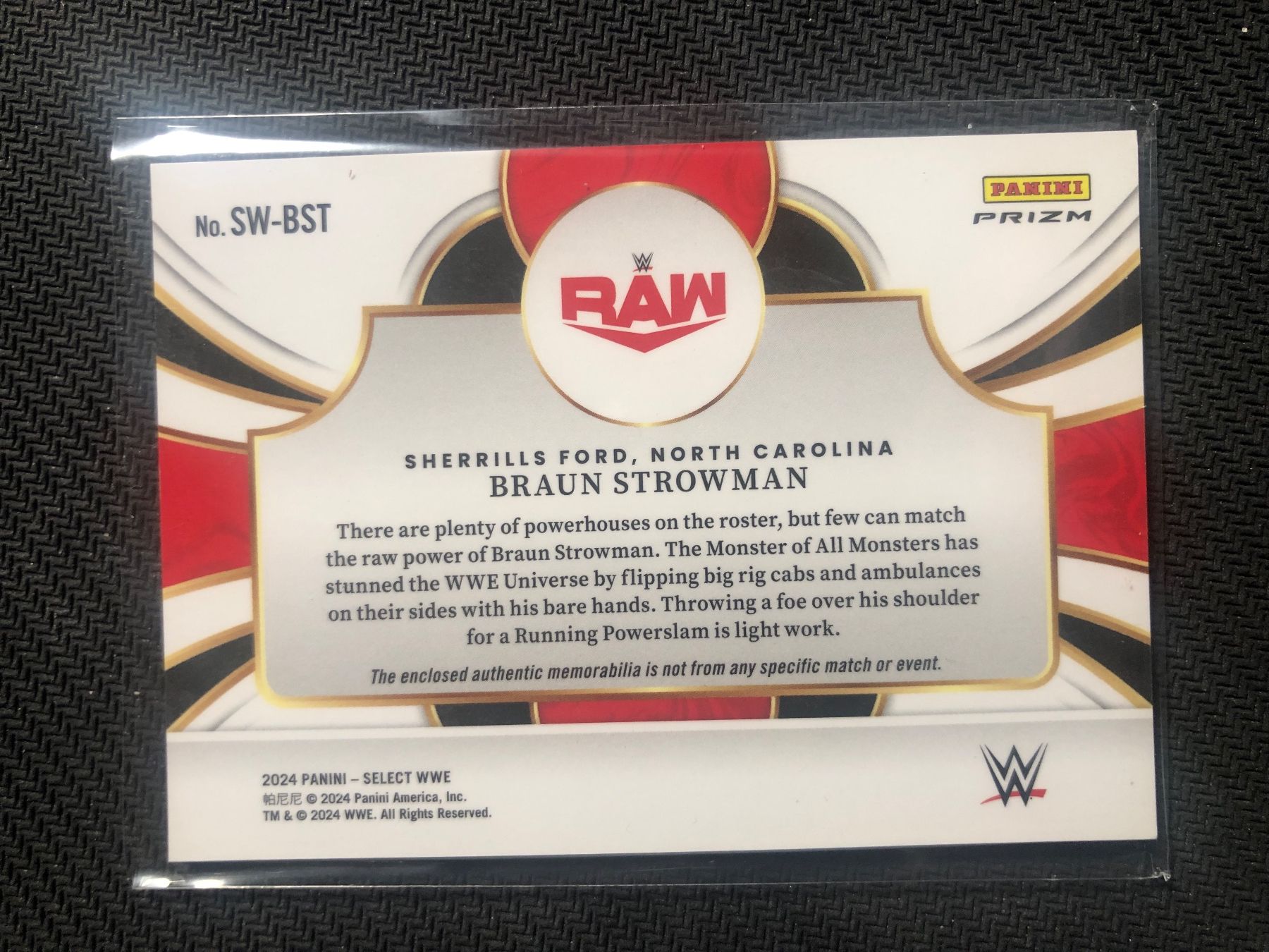 Topps Carte collezionabili: Panini Selec WWE Braun Strowman patch – Usato da Wangenried venduto da Garagara 1