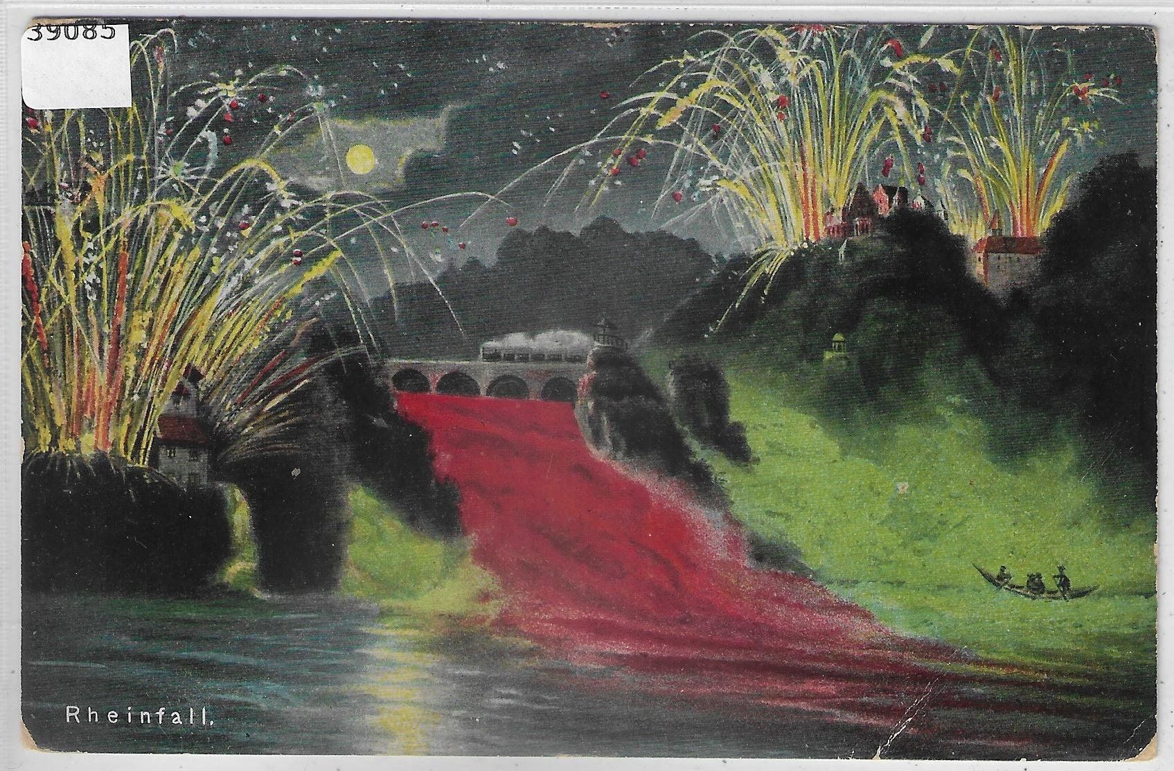 Cartes postales: Rheinfall mit Feuerwerk – D'occasion à Ettingen par Kartenplanet