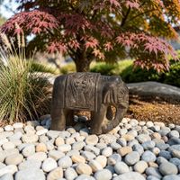 Stein Elefant Naturstein Bluestone Gartenfigur Massiv 25cm