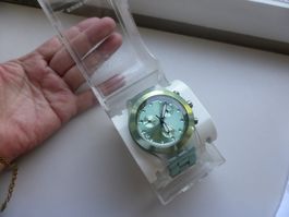 SWATCH IRONY DIAPHANE ALU - HELLGRÜN  - WIE NEU - IN OV ETC