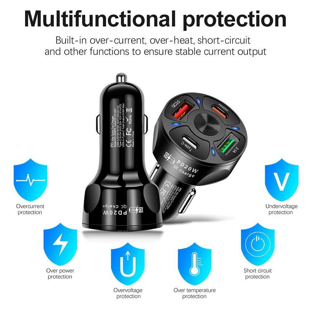 Caricabatterie: Universal Auto-Ladegerät: 2xUSB+ & 2xTyoe C, 30W Leistung – Nuovo e nell'imballaggio originale da Untersiggenthal venduto da Zarkok