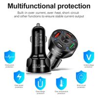 Universal Auto-Ladegerät: 2xUSB+ & 2xTyoe C, 30W Leistung