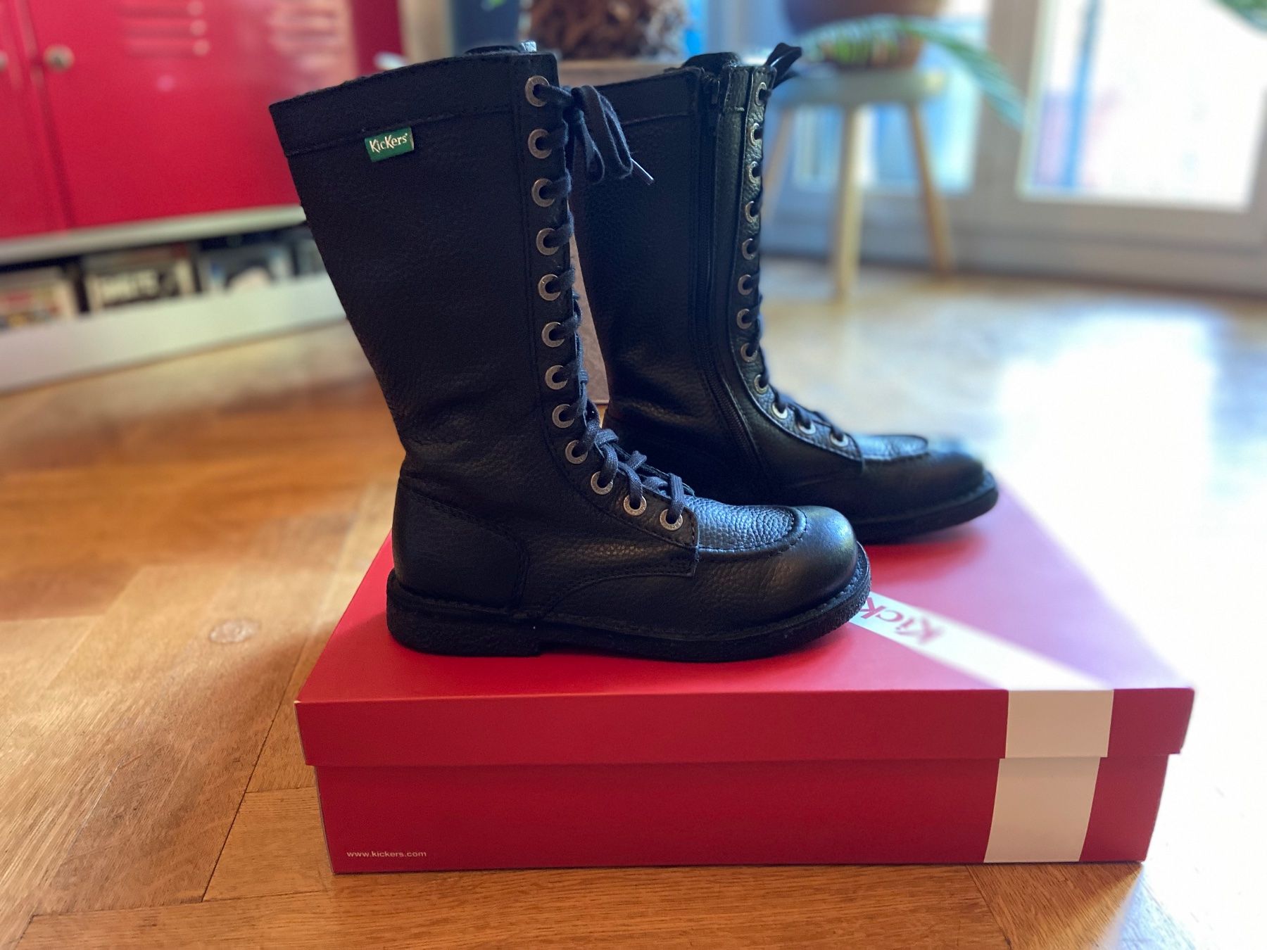 Bottes montantes Kickers en cuir noir, pointure 37 (Gebraucht) in ...