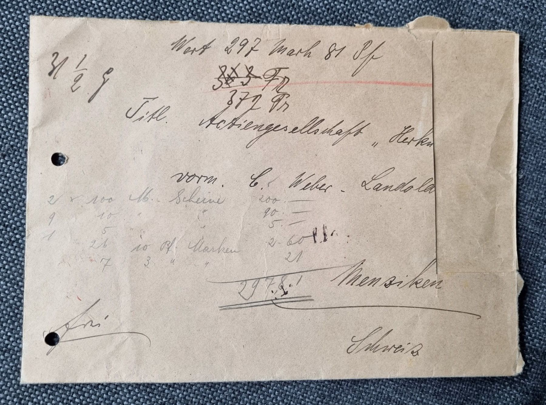 Documenti: antiker Brief mit 2 Siegeln von 1914 – Usato da Reinach AG venduto da Cme 1