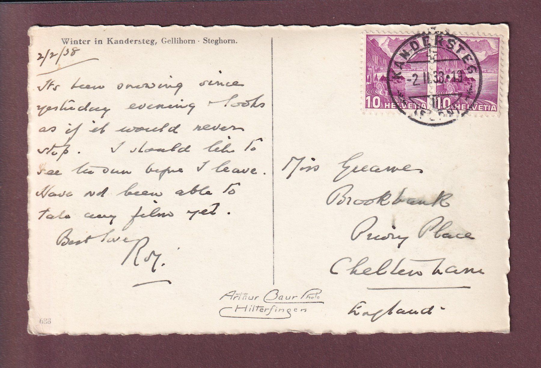 Cartes postales: KANDERSTEG - Winter - 1933 – D'occasion à Pully par nicecards 1