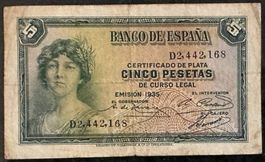 Seltene 5 Peseten Banknote von 1935 aus Spanien! Sammler