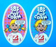 2 Aufkleber, autocollants, sticker,TOY TOY Pop Corn, Zweifel