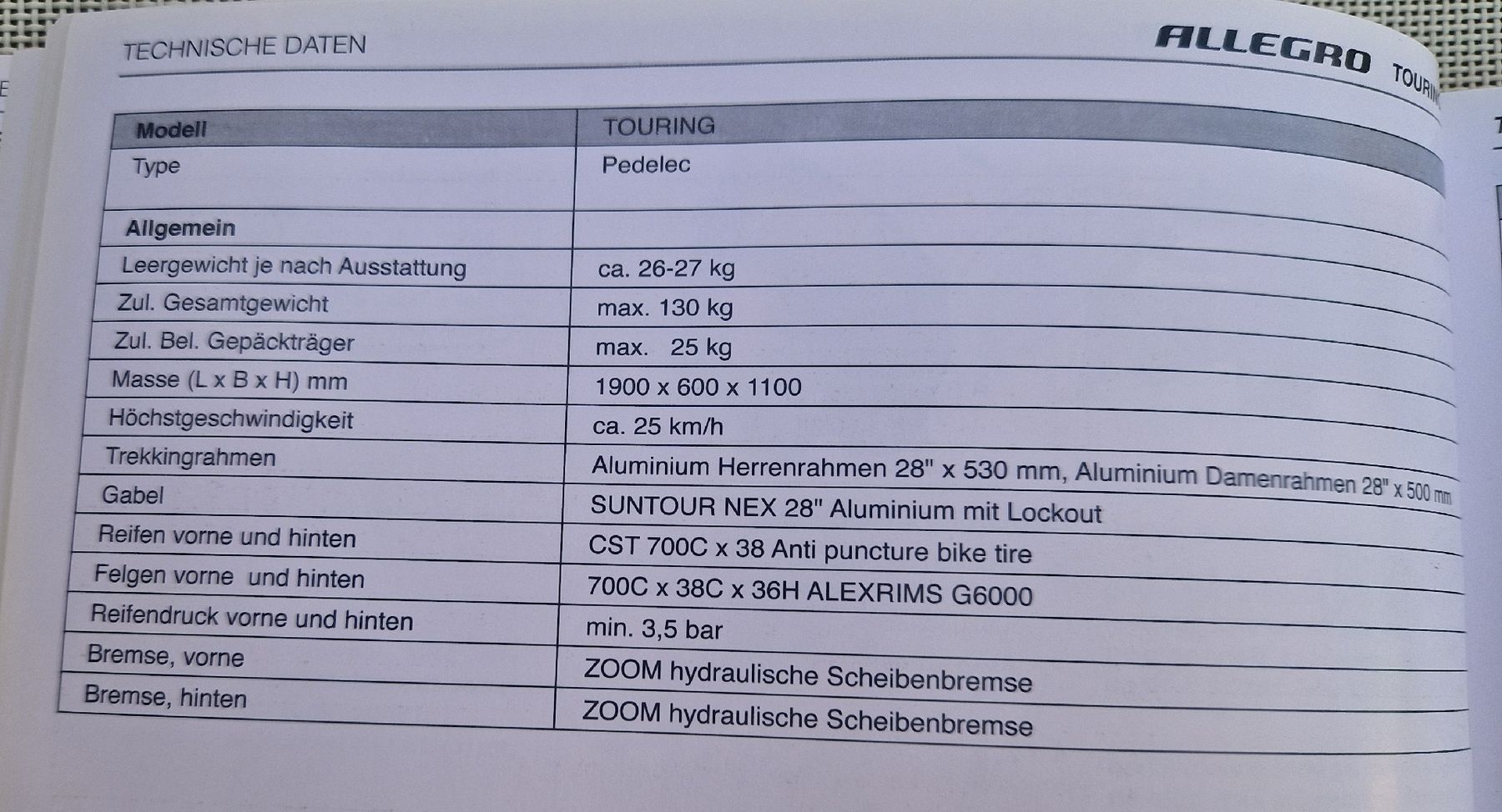 Vélos: Occasion E-Bike Allegro - Touring – D'occasion à Wiesendangen par suess-chen 6