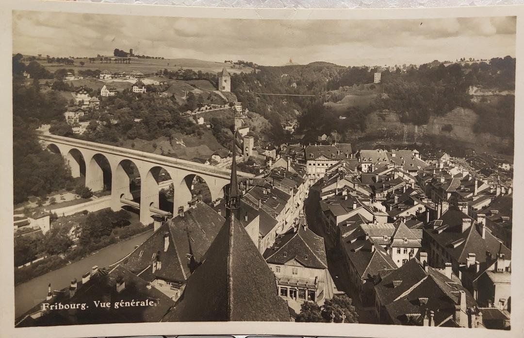 Cartoline postali: FRIBOURG - Vue Générale - 1932 – Usato da Delémont venduto da Domdom1
