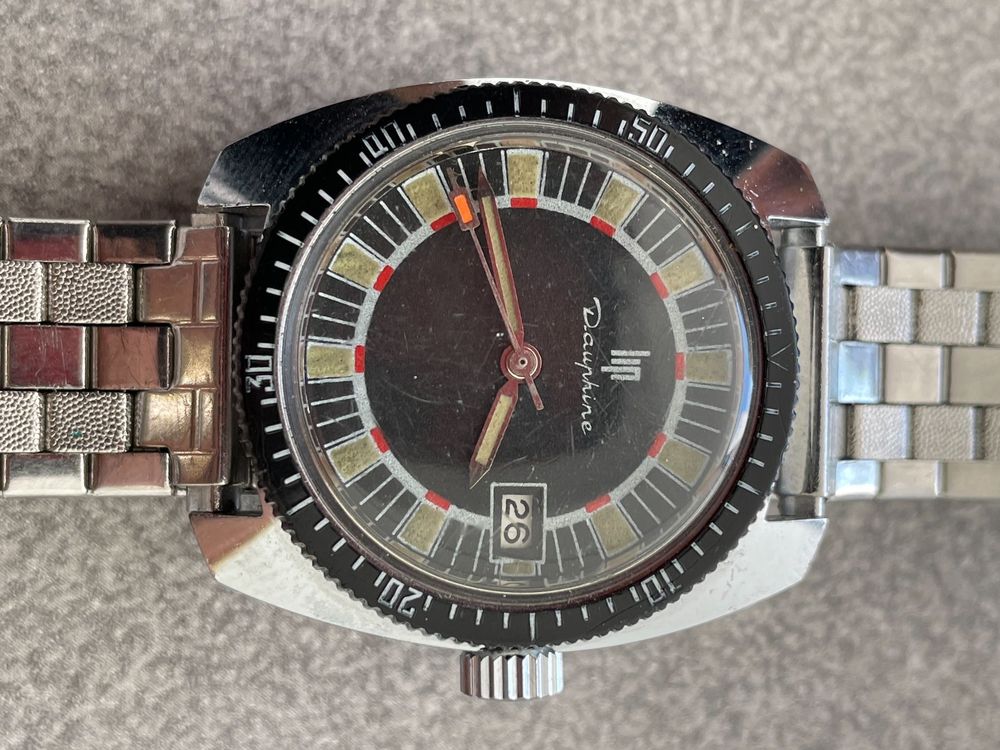 Montre Homme LIP Electronic - Modèle Vintage, Fonctionne - Bracelet Noir - Occasion