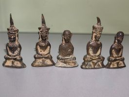 5 x Asiatica Skulptur Bronze Amulette Thailand Phra Ngang ?
