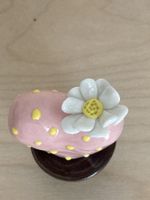 Deko Herz Keramik rosa gepunktet mit Blüte NEU