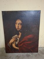 Gemälde Heilige Maria Rot Mantel ca.60cmx70c Restauration...
