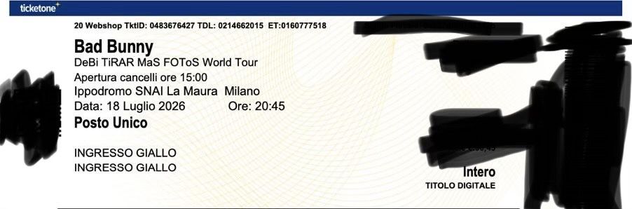 Billets: Concerto badbunny – Neuf avec emballage d'origine à S. Vittore par mat_tq5y 1