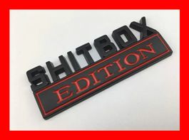 Emblem Shitbox Edition Schwarz Auto Schrott Crap Alt Rost