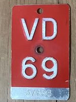 VD 69 - PLAQUE DE VELO - VELONUMMER - FAHRRADSCHILD - VD 69