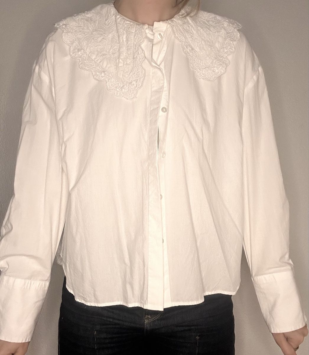 Zara Camicette: Zara White Blouse with Lace Collar size S – Usato da Küsnacht ZH venduto da viennale