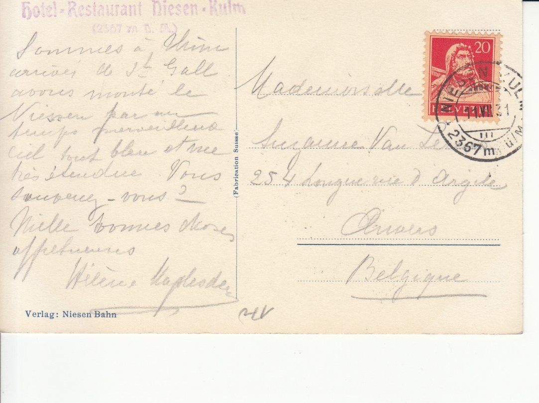 Cartoline postali: Niesen Kulm Terrasse 1931 – Usato da Bürglen TG venduto da StampGraf 1