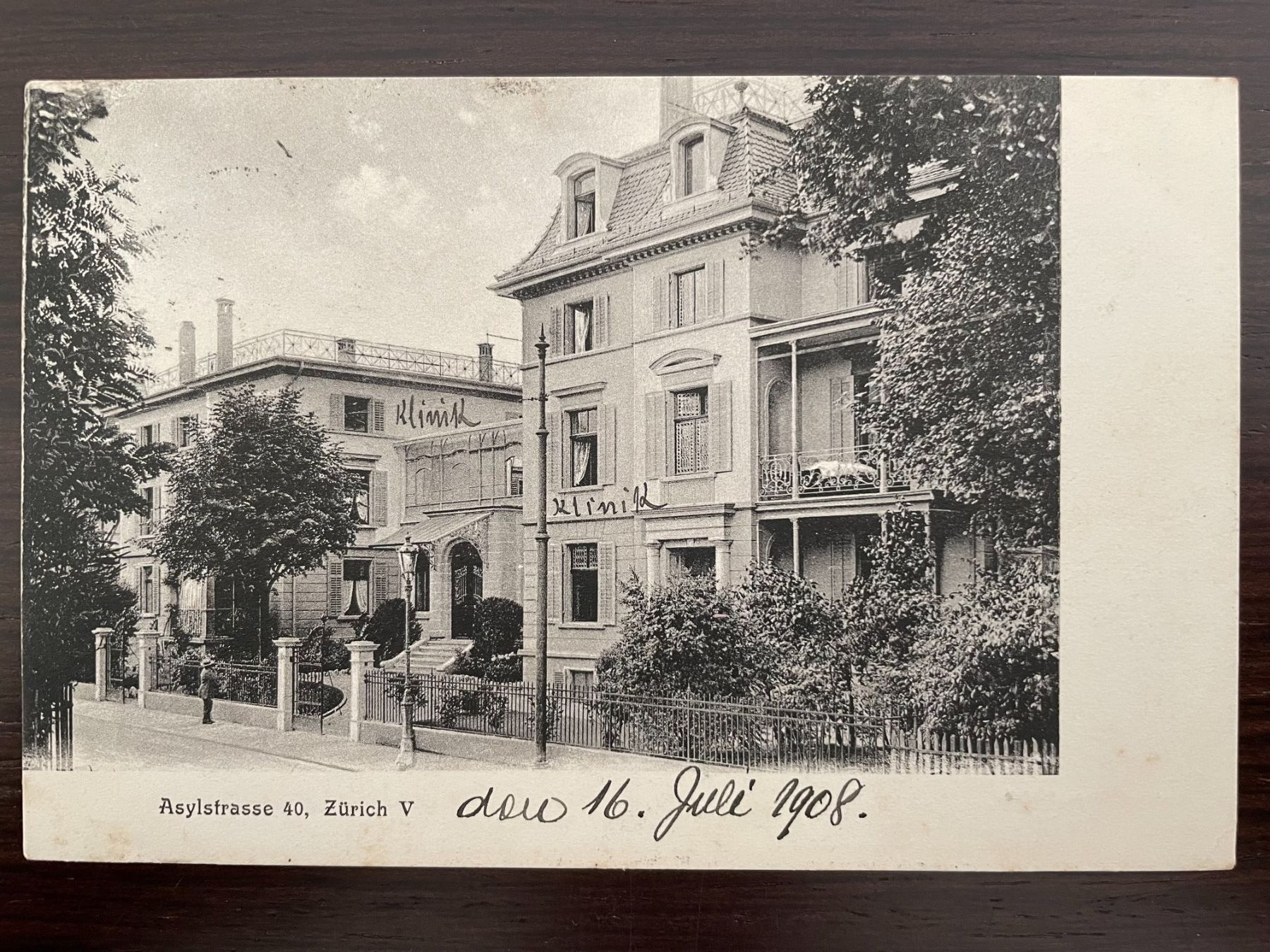 Ansichtskarten: ZÜRICH V Asylstrasse 40, Klinik, 1908 – Gebraucht aus Wald ZH von TLILEF