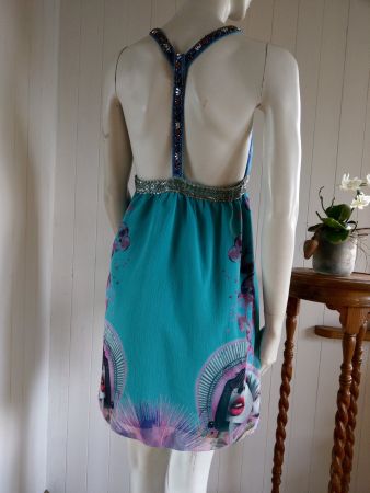 GUSTO BARCELONA Neckholder Dress Kleid Trägerkleid Perlen 38