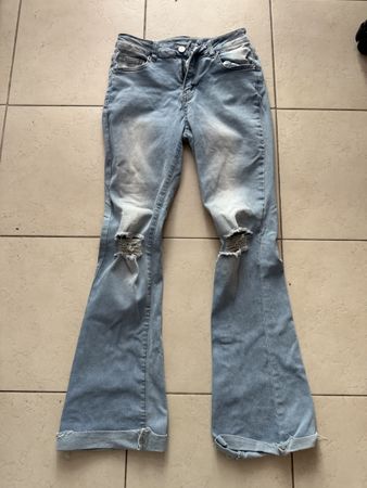 Damen Jeans Schlaghose blau used Zustand