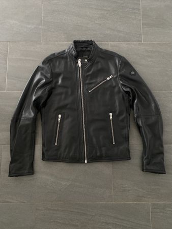 Veste en cuir Diesel noire coupe motard
