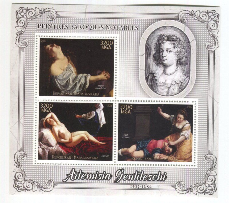 Tutti i francobolli: Block "Malerei. Artemisia Gentileschi". Madagaskar – Nuovo e nell'imballaggio originale da Basel venduto da Butsch5