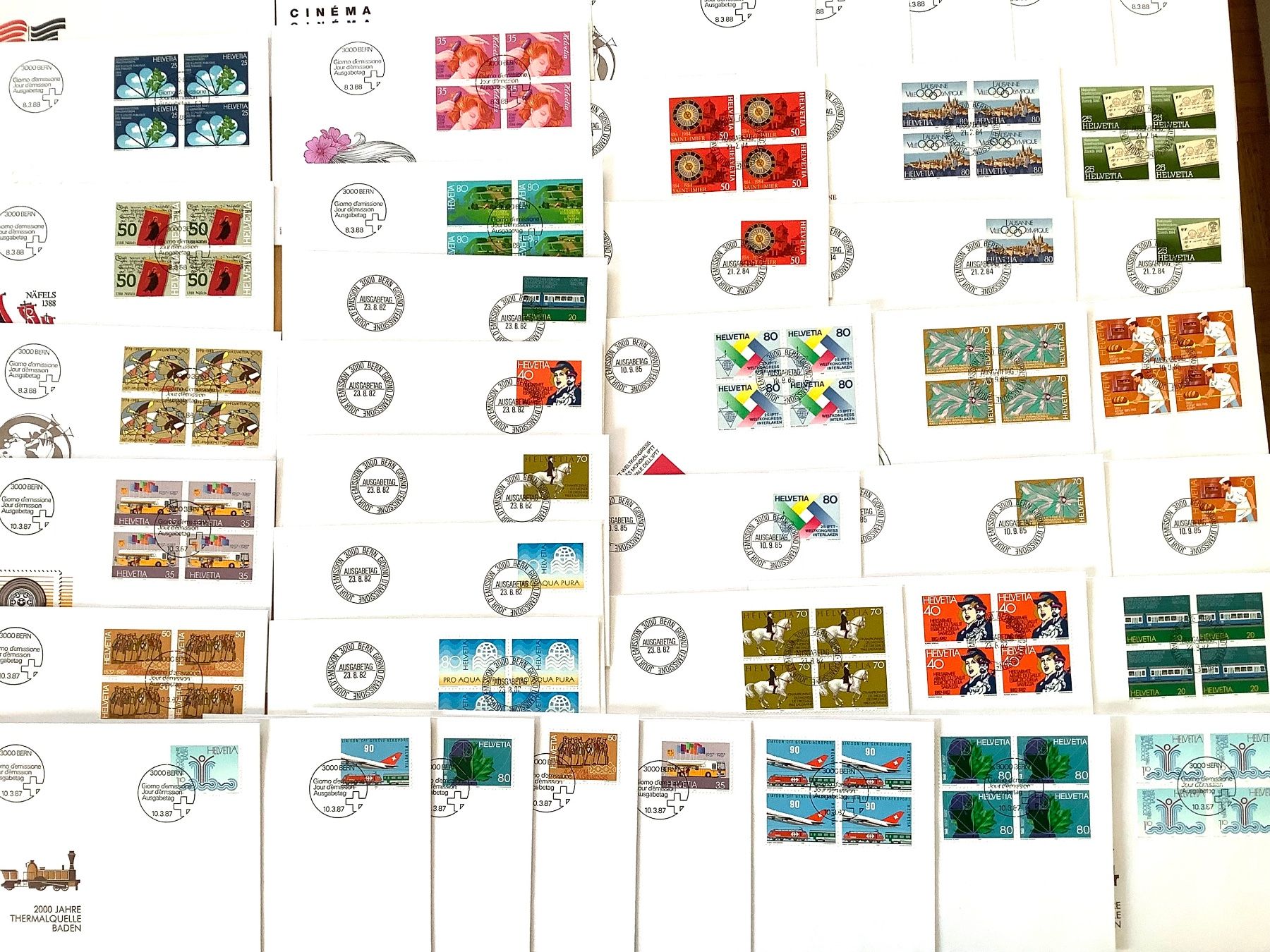 Alle Briefmarken: 1982 - 1987 / Div. FDC Kompl.Sätze / Viererblöcke und Einze – Neu (gemäss Beschreibung) aus Liestal von Skunk02 2