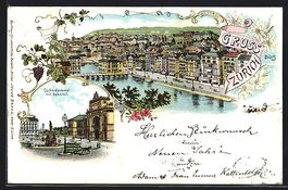 Litho Zürich, Escherdenkmal mit Bahnhof