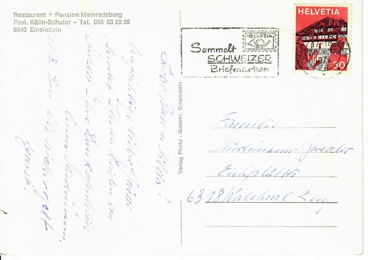 Cartoline postali: Pension Meinradsberg Einsiedeln – Usato da Hochdorf venduto da Ziegel-16 1