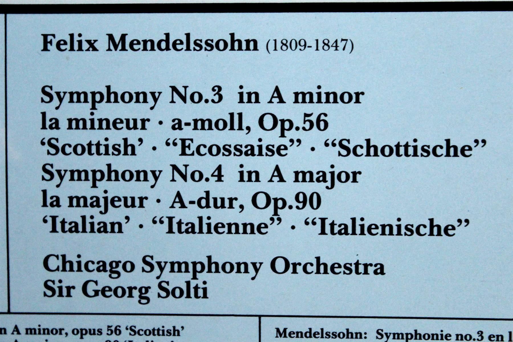CD: MENELSSOHN: Symphony No.3 / No. 4 – Usato da Bern venduto da kultiges 5