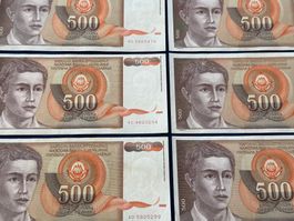 *** Belgrad 1991 - Jugoslawien - 6 x 500 Dinara - sehr schön
