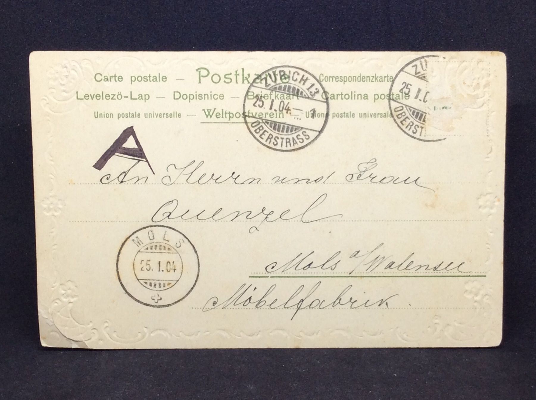 Cartoline postali: Ansichtskarte: Landschaft m.Verzierungen – Usato da Widnau venduto da Brusi9 1