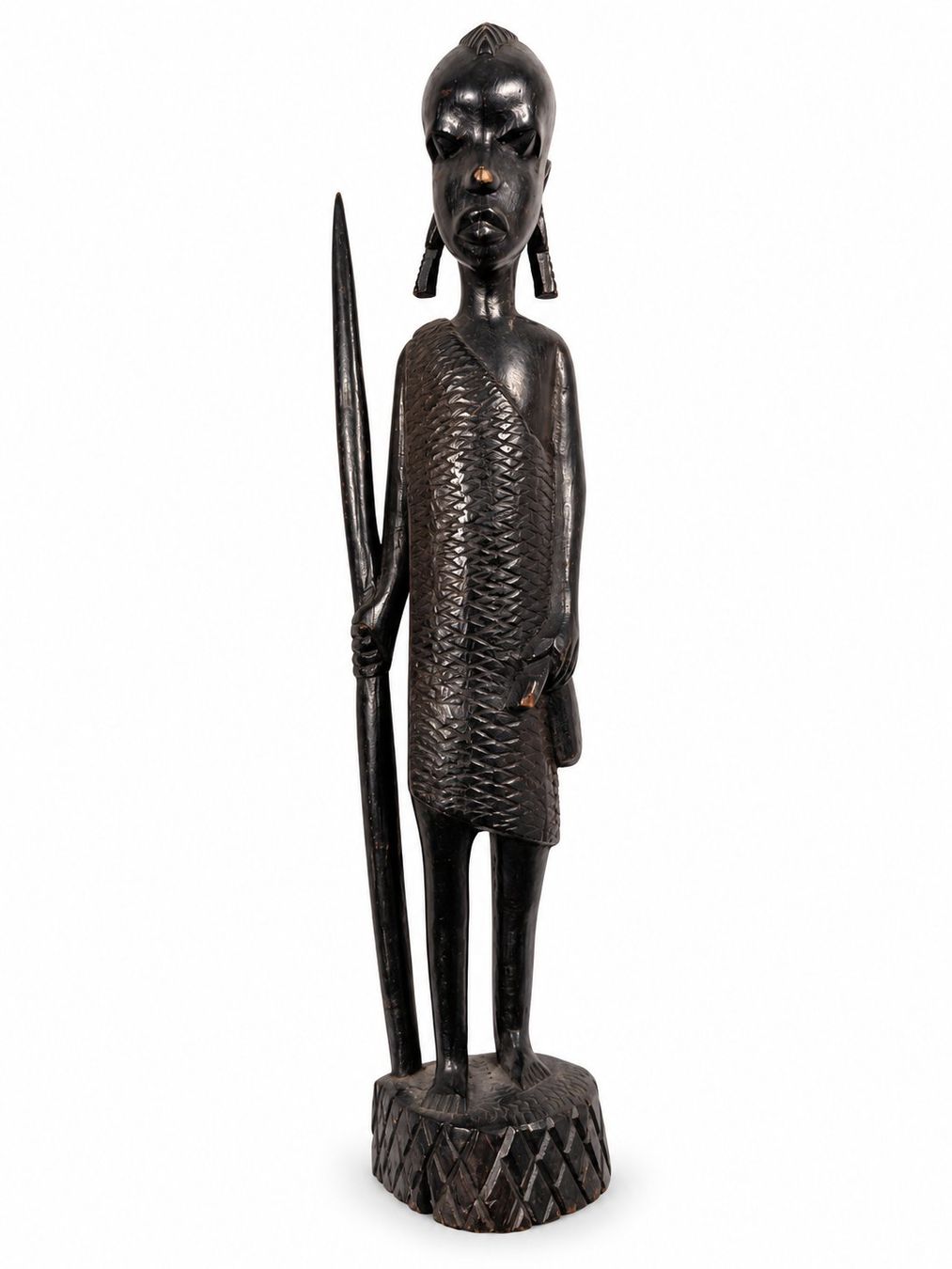 Sculptures & Statues: Dunkle geschnitzte Holzfigur mit langem Stab – D'occasion à Zollikerberg par lin_yc2n 1