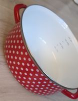 Emaille Kochtopf rot mit Punkten Durchmesser 26cm
