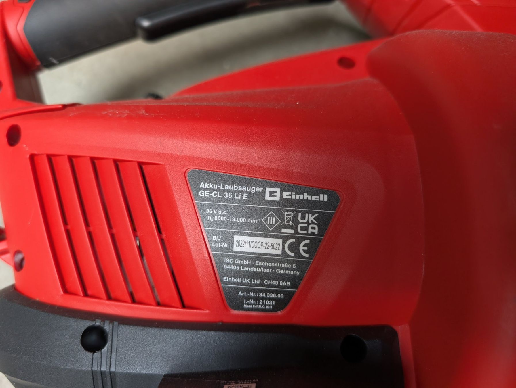 Einhell Soffiatori & Aspiratori per foglie: Laubbläser/Sauger Einhell GE-CL 36 Li E-Solo – Usato da Bottmingen venduto da stko01 1