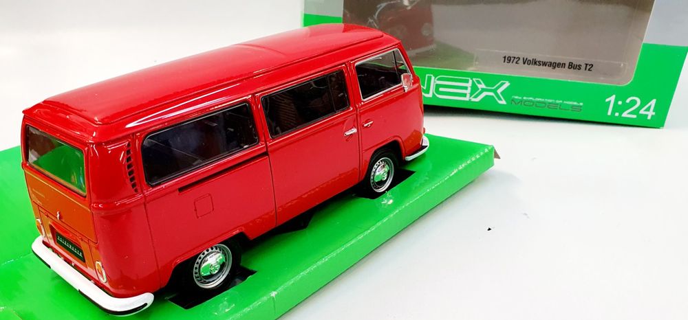 Modellino Auto Welly 1/24 - VW Bus T2 Vigile Del Fuoco, Collezione In Metallo, 1972, Scala 1:24, Welly 22472GF