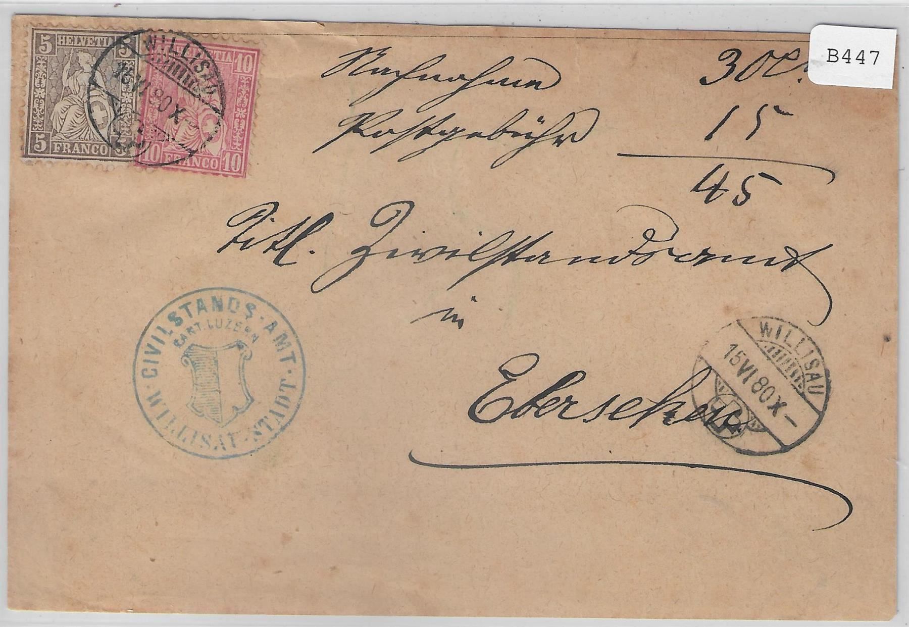 Timbri: Civilstands-Amt Willisau 30, 38 – Antico da Ettingen venduto da Kartenplanet