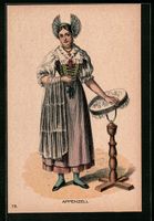 Junge Dame in Appenzeller Tracht mit Sti