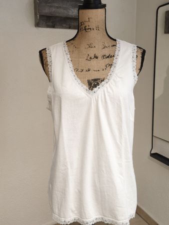 TCM Shirt Weiss Spitze Baumwolle Grösse L