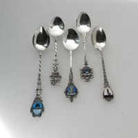 5 Souvenirlöffel 800 Silber Basel Lugano Venezia