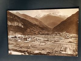 Photo Karte / Visp - Fabriken und Mischabel Gelaufen 1918
