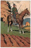 Grenzbesetzung 1914, Feldpostkarte Kavallerie, gel. 1915
