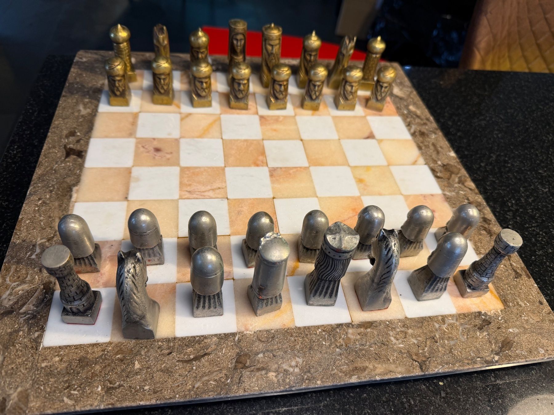 Spiele: Edles Schachspiel, Marmor/Bronce/Zinn Top Zustand – Gebraucht aus Rheinau von TinoK04 5