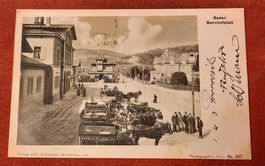 1902 Bahnhofplatz Baden - sehr schöne Photo Postkarte