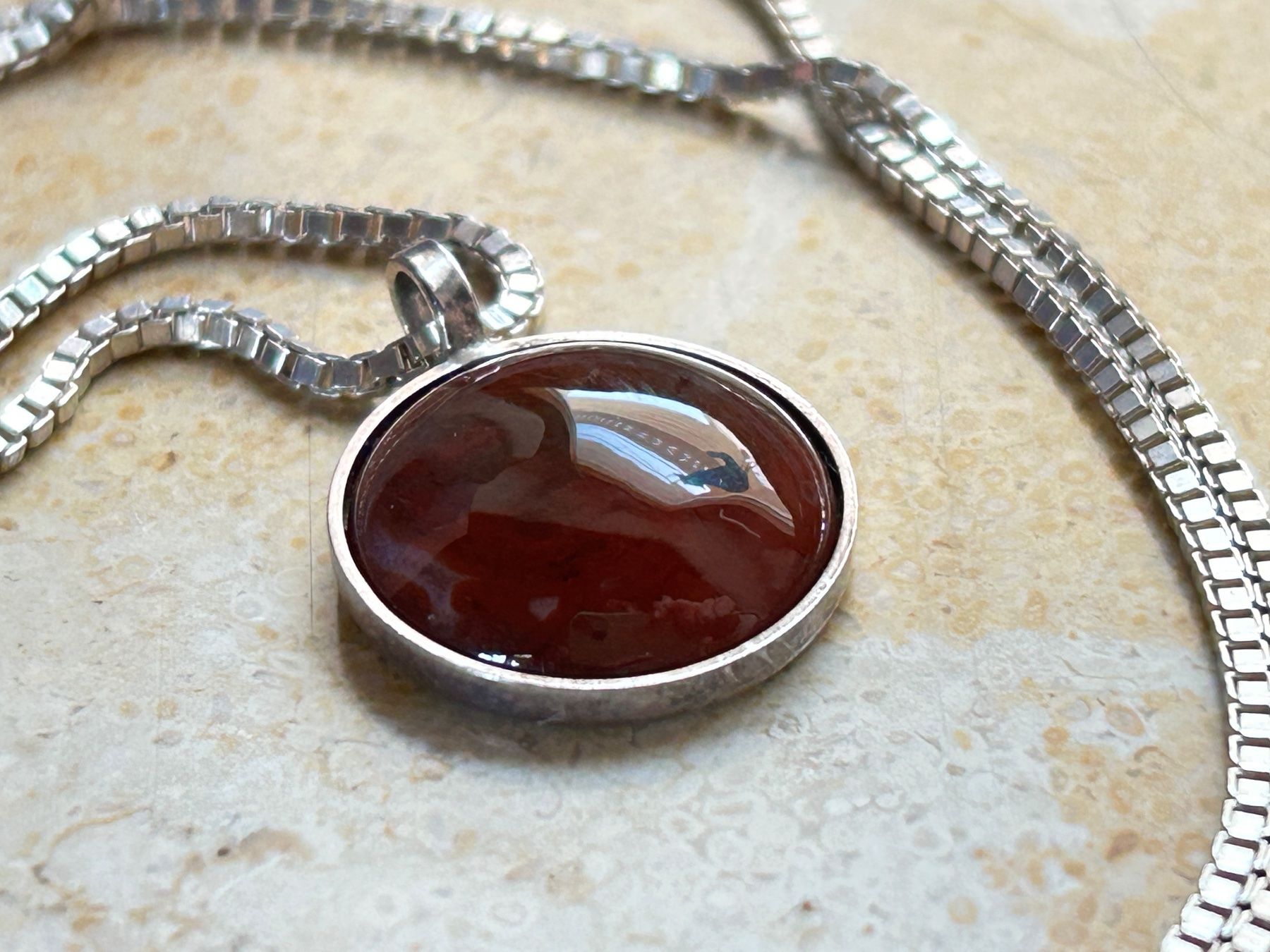 Catenine: Silberkette mit Anhänger, JASPIS, Modern – Usato da Laufen venduto da belleskulptur 9