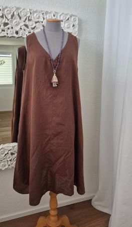100% LEINEN, DESIGNER KLEID Gr.44/OVERSIZE passt zu RUNDHOLZ