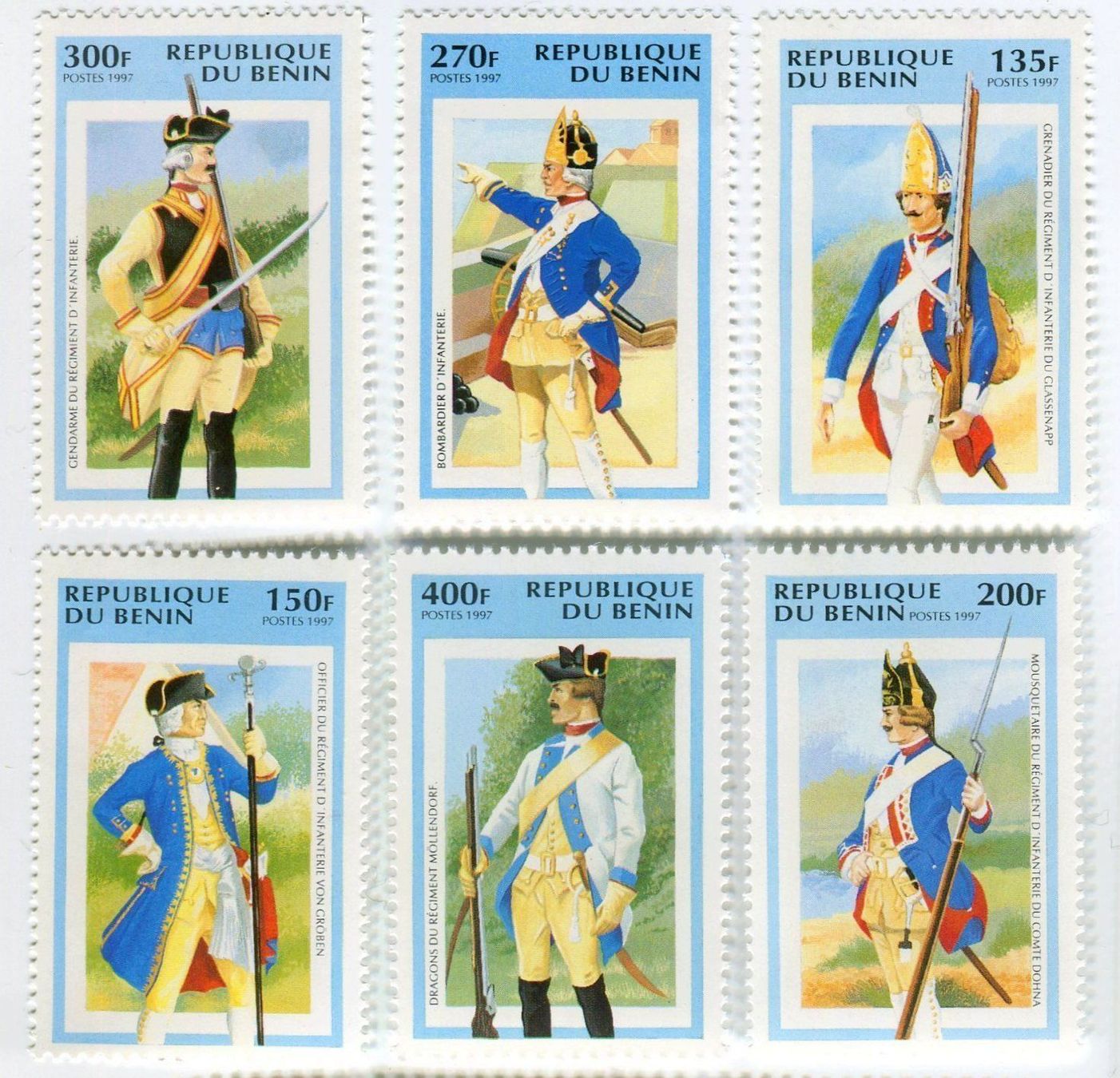Tutti i francobolli: Briefmarken "Uniform". Benin. – Nuovo e nell'imballaggio originale da Basel venduto da Butsch5