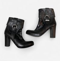 Navyboot - Schwarze Lederstiefeletten mit Absatz, Gr. 37